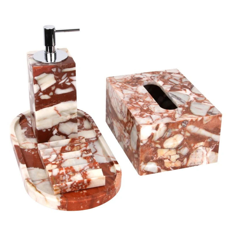 Ensemble de salle de bain en marbre rouge Bulgari