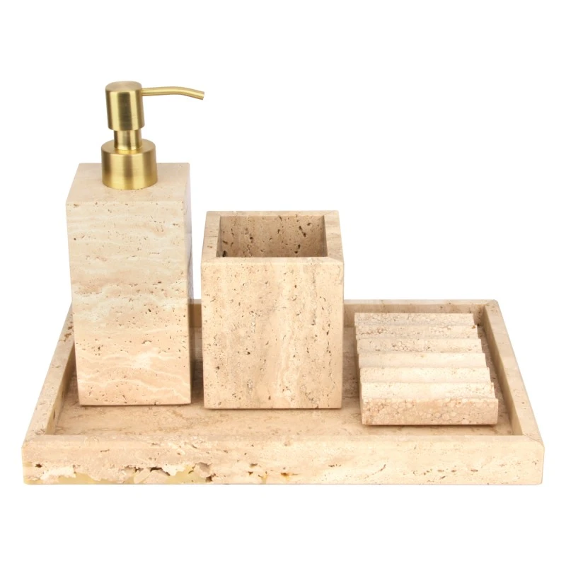 Ensemble de salle de bain en marbre travertin beige