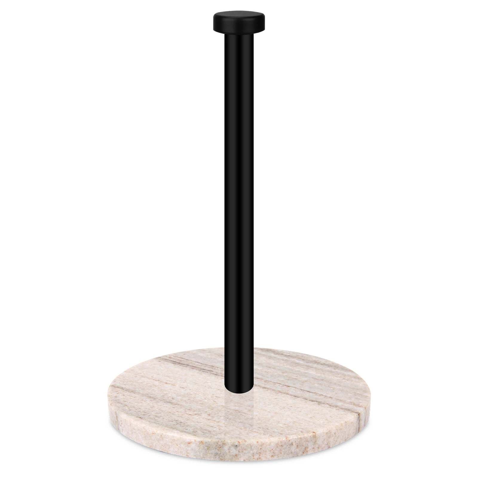 Porte-serviettes en papier avec base en marbre Viva Jade et poteau en acier inoxydable noir