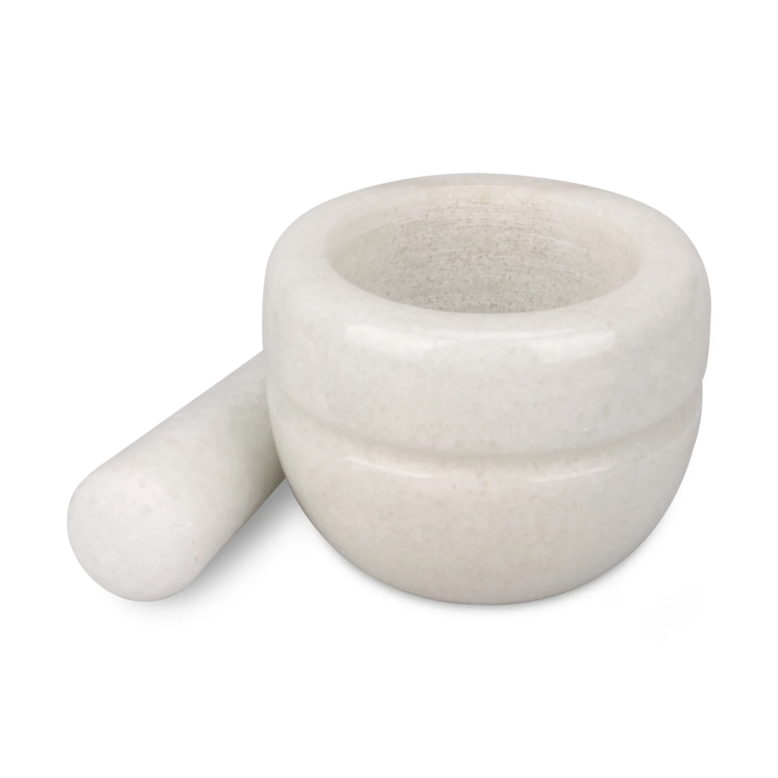 Mortier et pilon en marbre blanc D10x8 cm H
