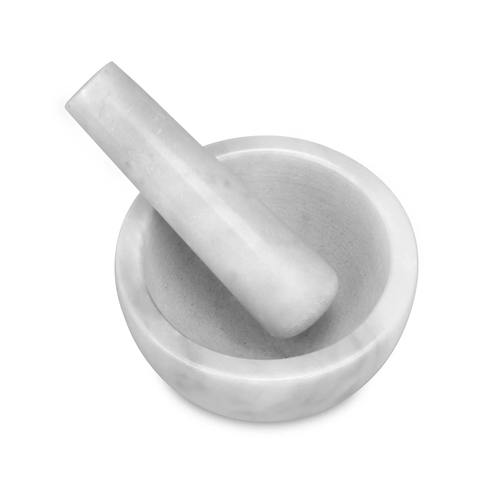 Mortier et pilon en marbre gris blanc D11,5x6,5 cm H