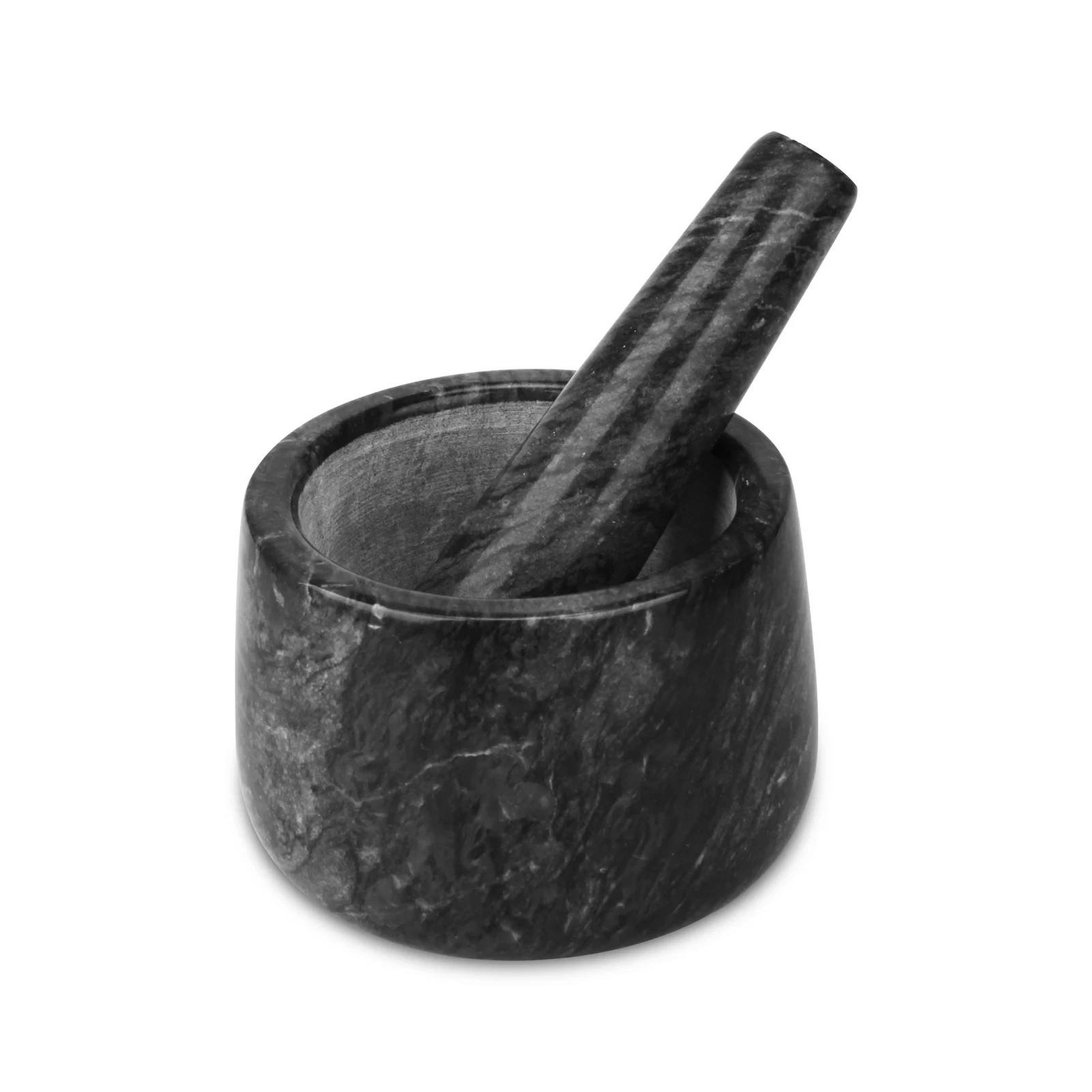 Mortier et pilon en marbre gris noir D12,5x8,5 cm H