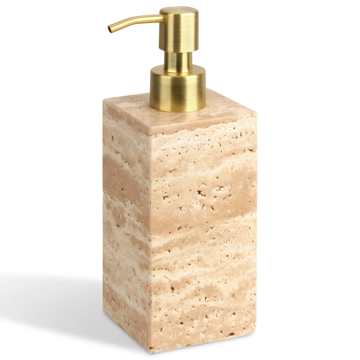 Distributeur en marbre travertin beige