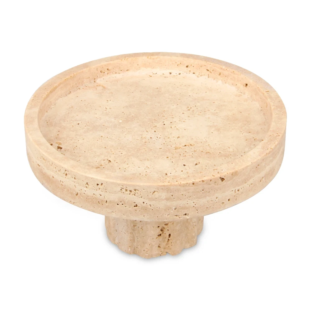Fruits ronds en marbre travertin beige plateau