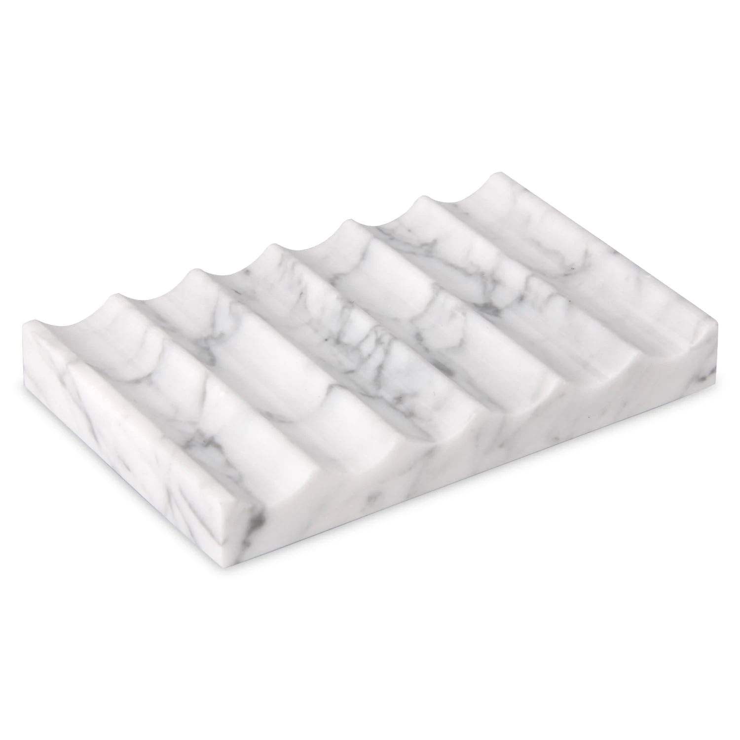 Porte-savon en marbre de Carrare blanc ondul&eacute;