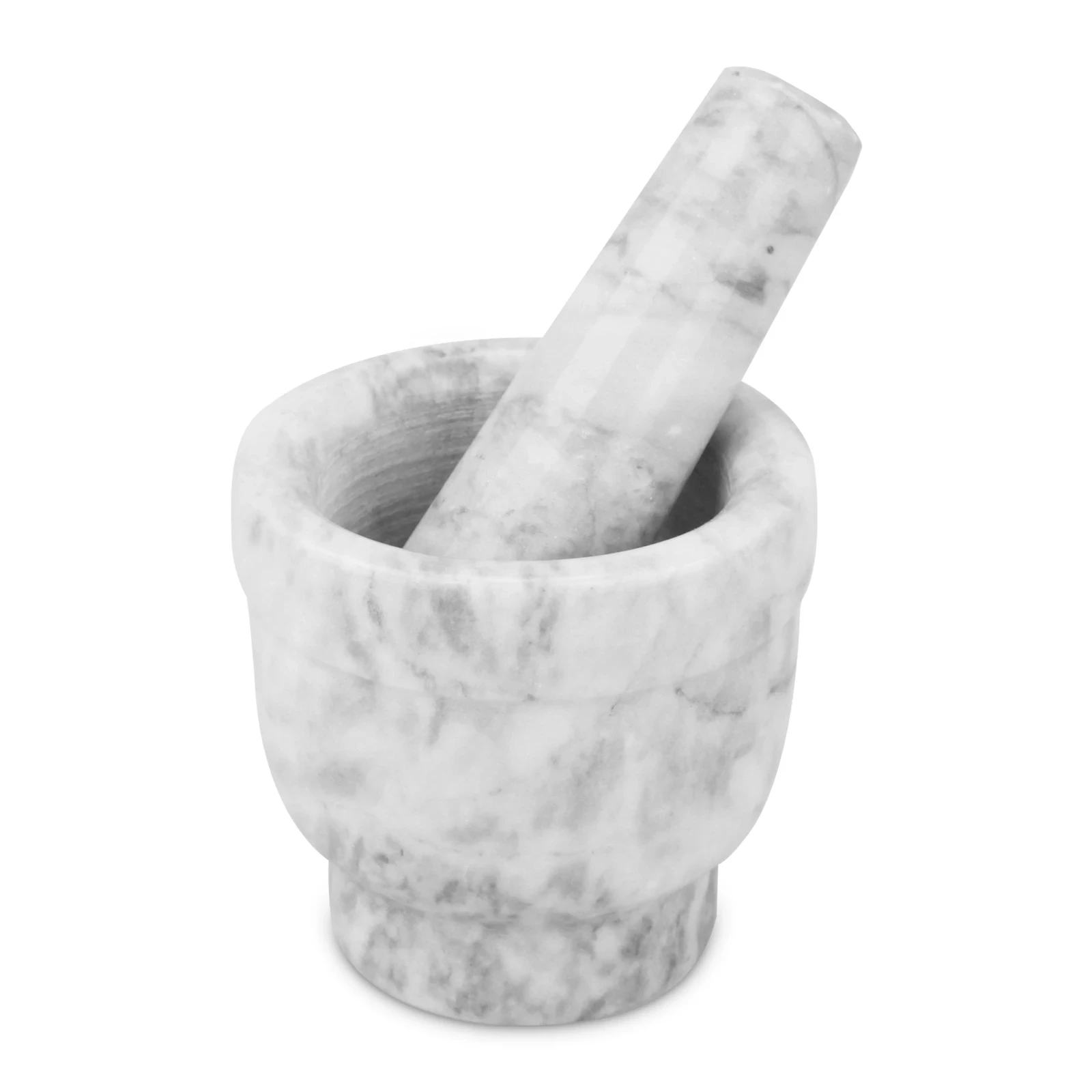 Morier et pilon en marbre blanc gris D8x7,5 cm H