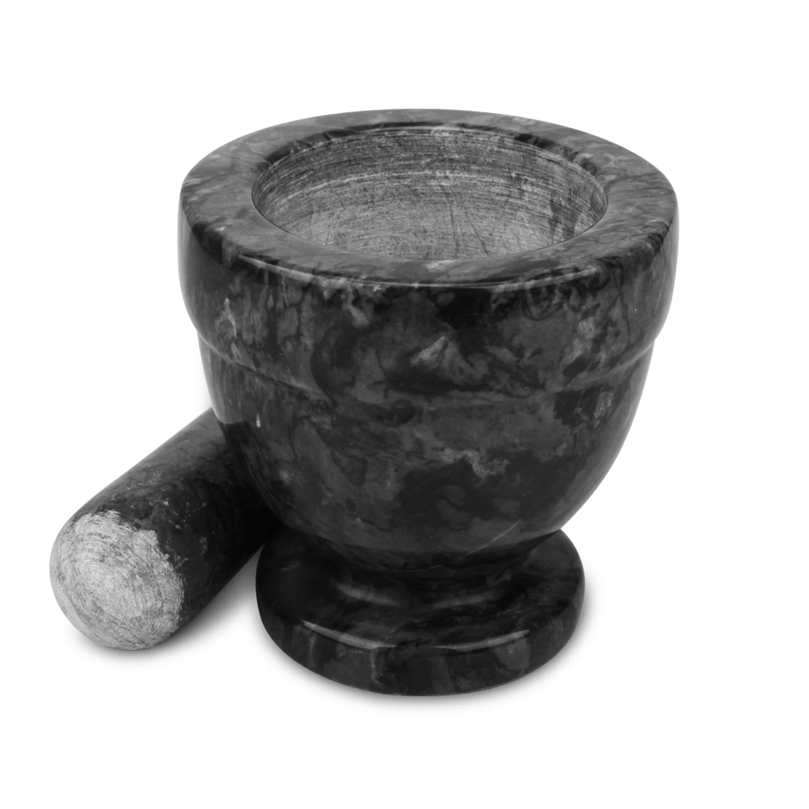 Morier et pilon en marbre gris noir D10,5x10,5 cm H