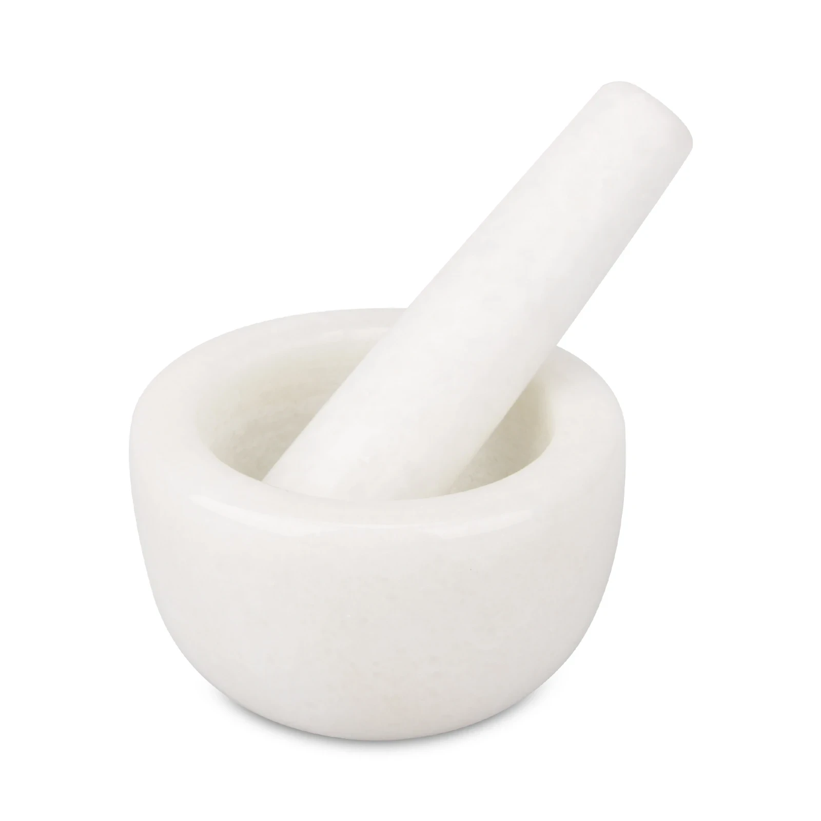 Mortier et pilon ronds en marbre blanc D10x6cm H