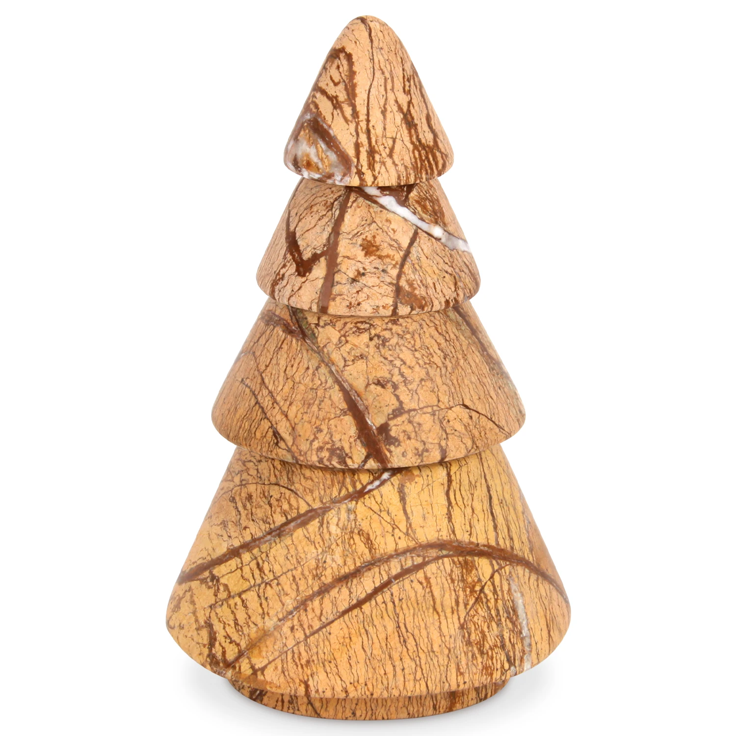 Bougeoir en forme d'arbre de No&euml;l en marbre marron for&ecirc;t tropicale