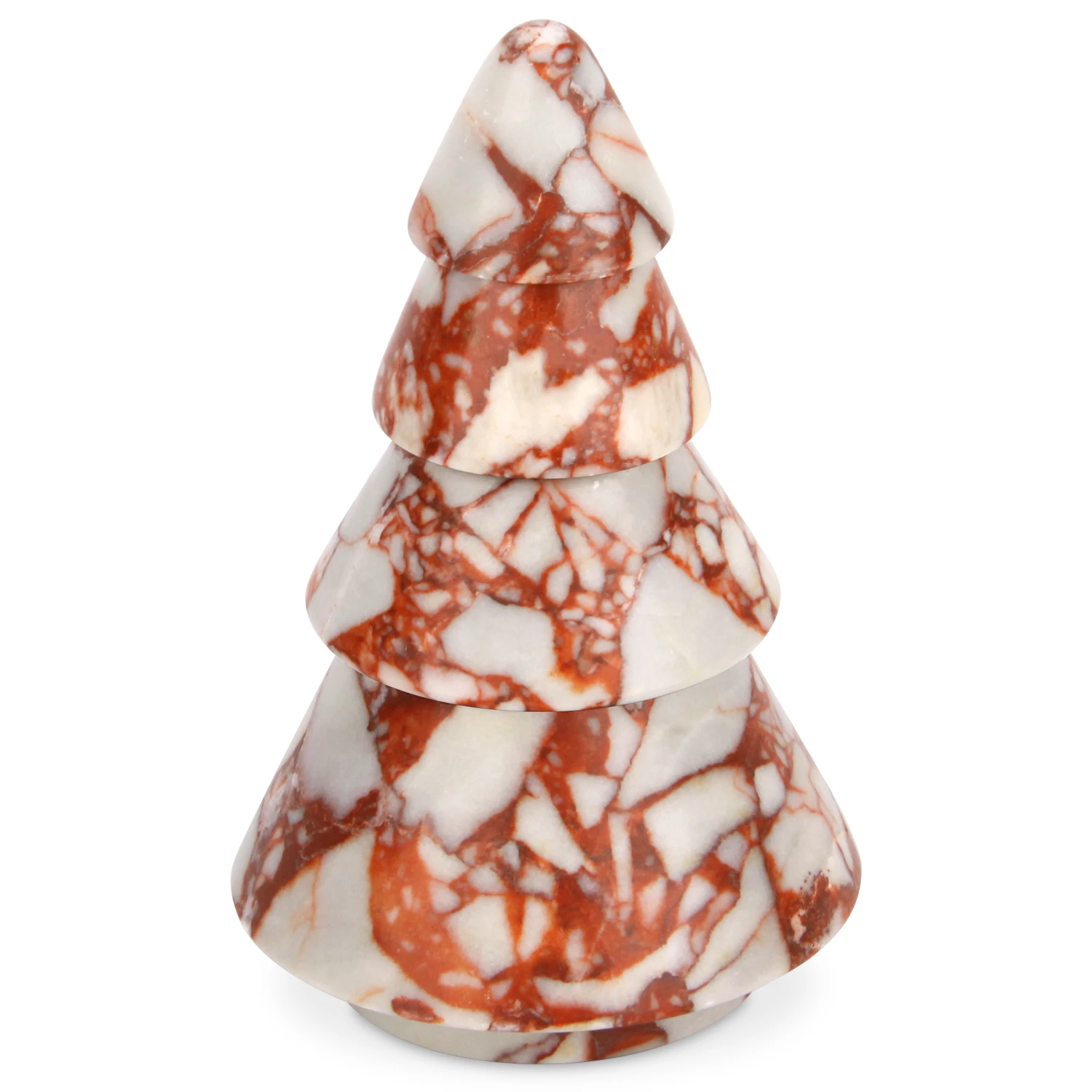 Bougeoir arbre de No&euml;l en marbre rouge Bulgari