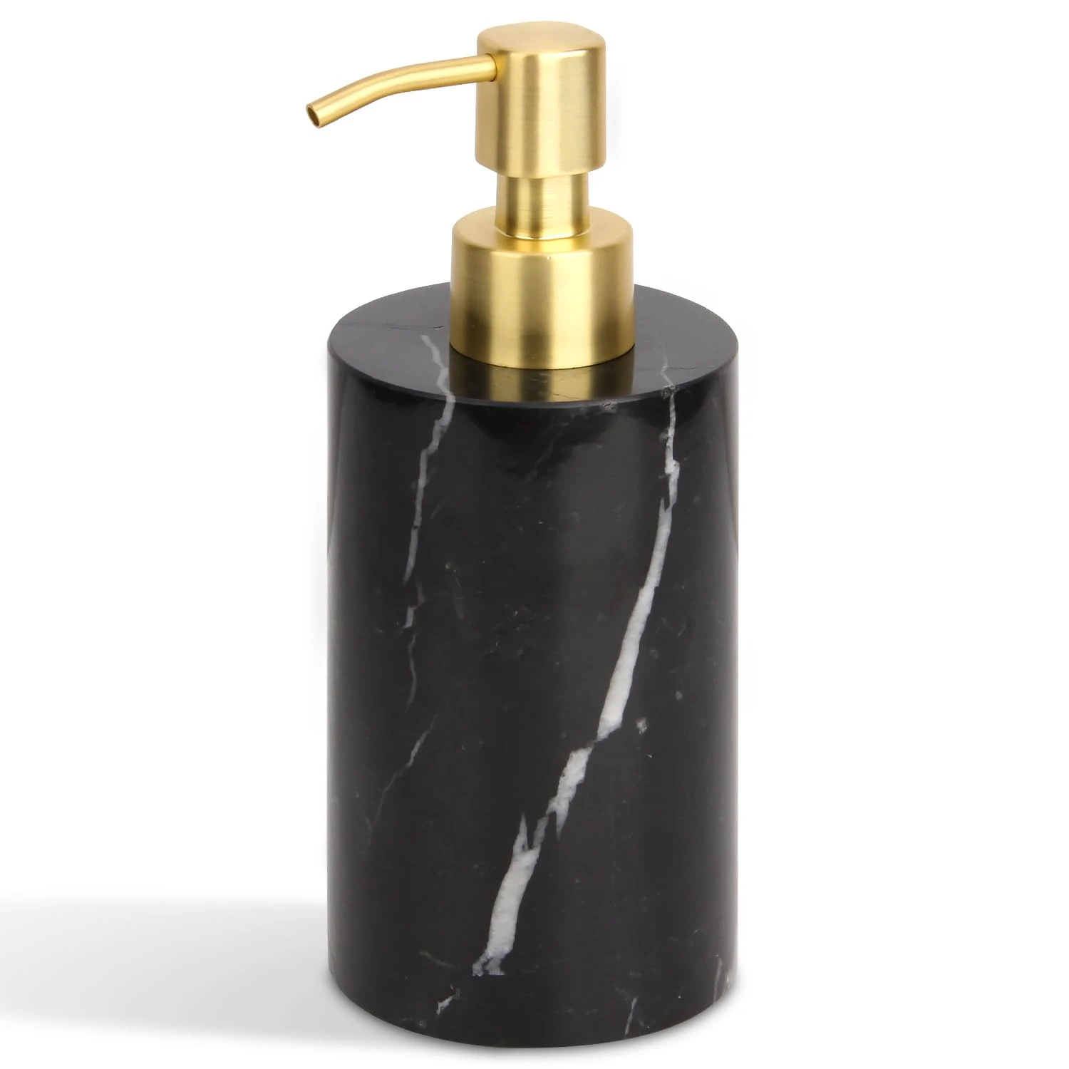 Distributeur de savon rond en marbre noir Marquina