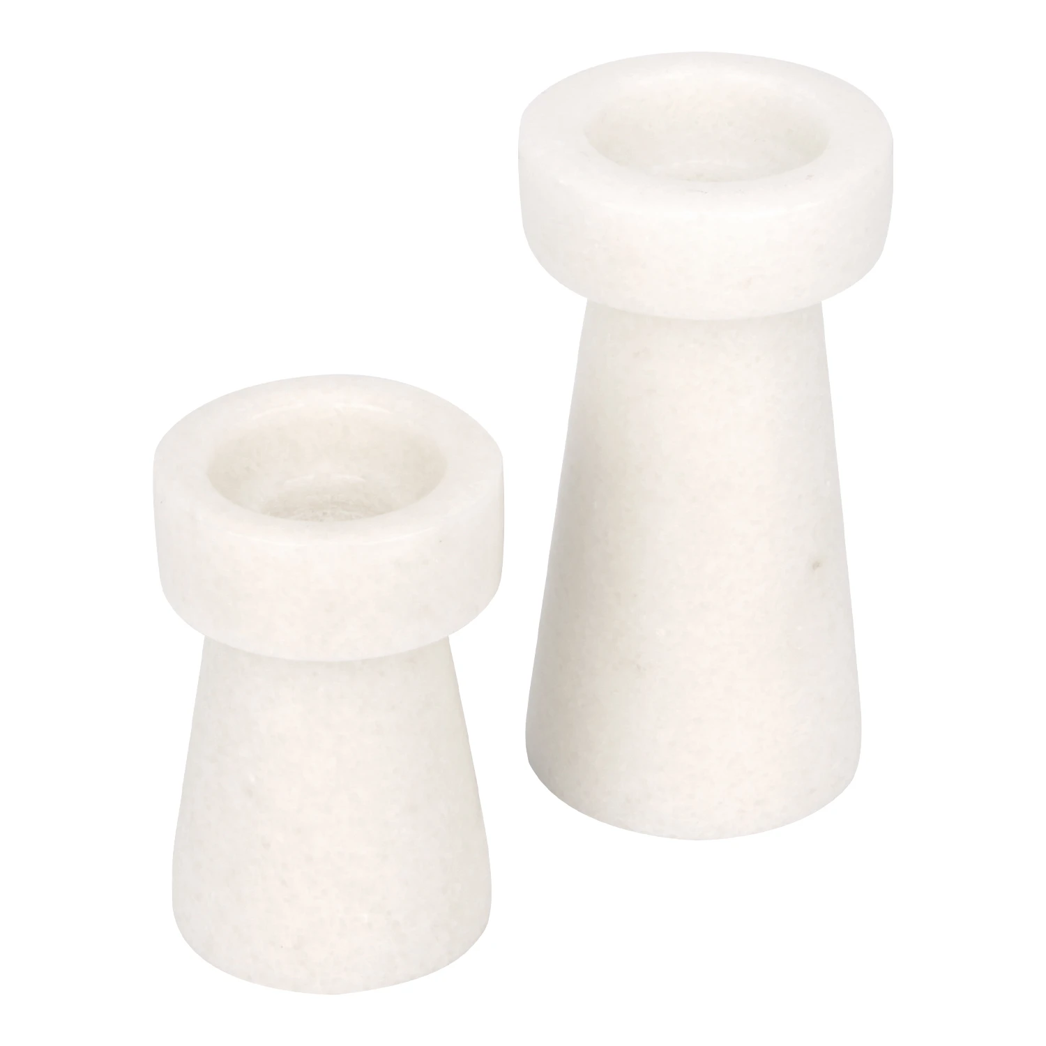 Lot de 2 bougeoirs en marbre blanc