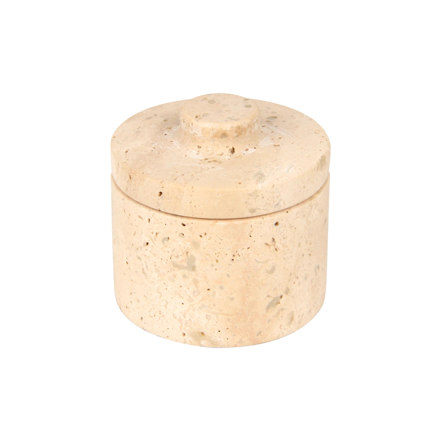 Pot de rangement en travertin beige