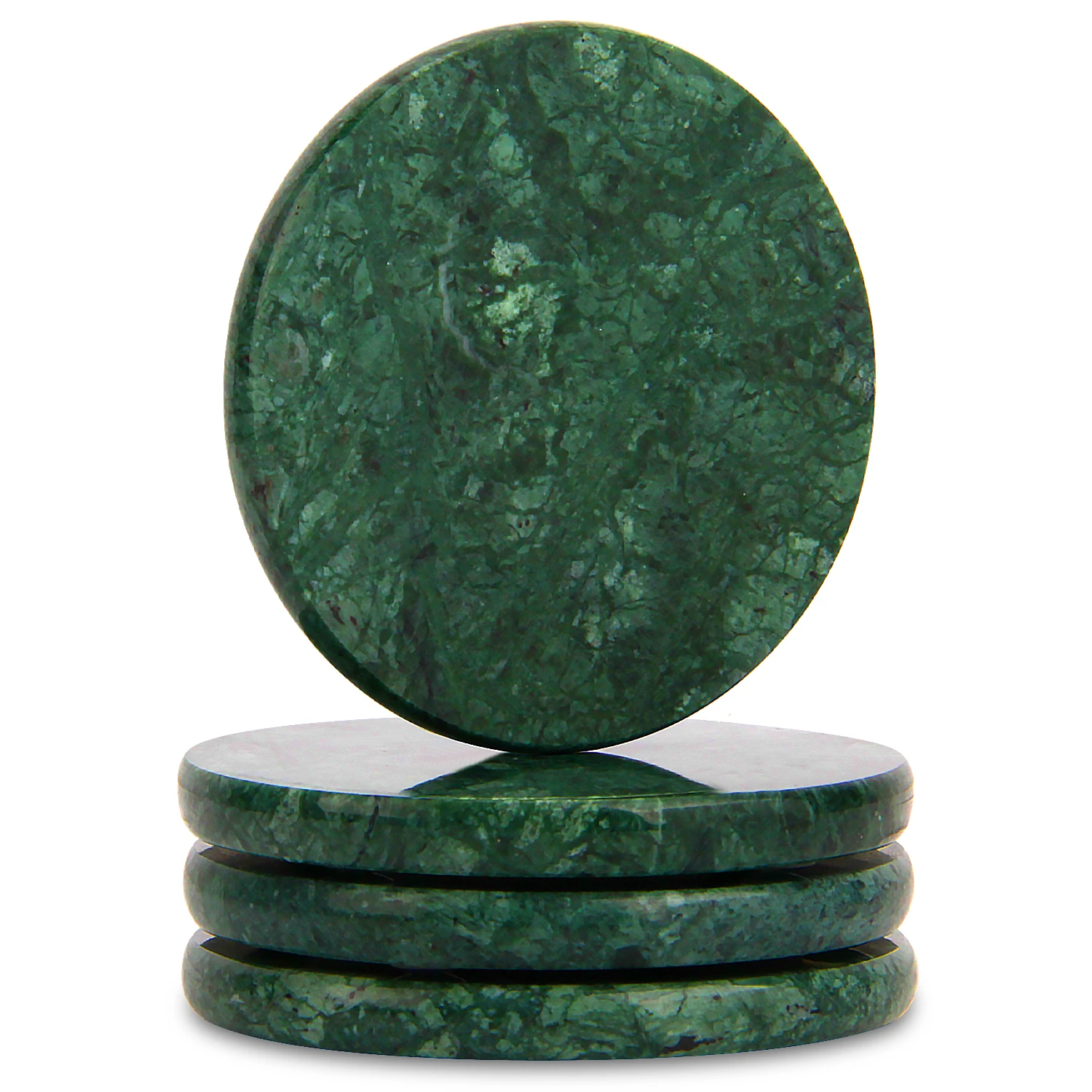 Lot de 4&nbsp;sous-verres ronds en marbre vert