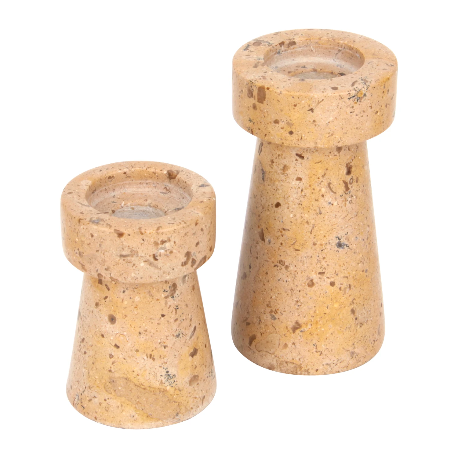 Lot de 2 bougeoirs en marbre jaune boueux