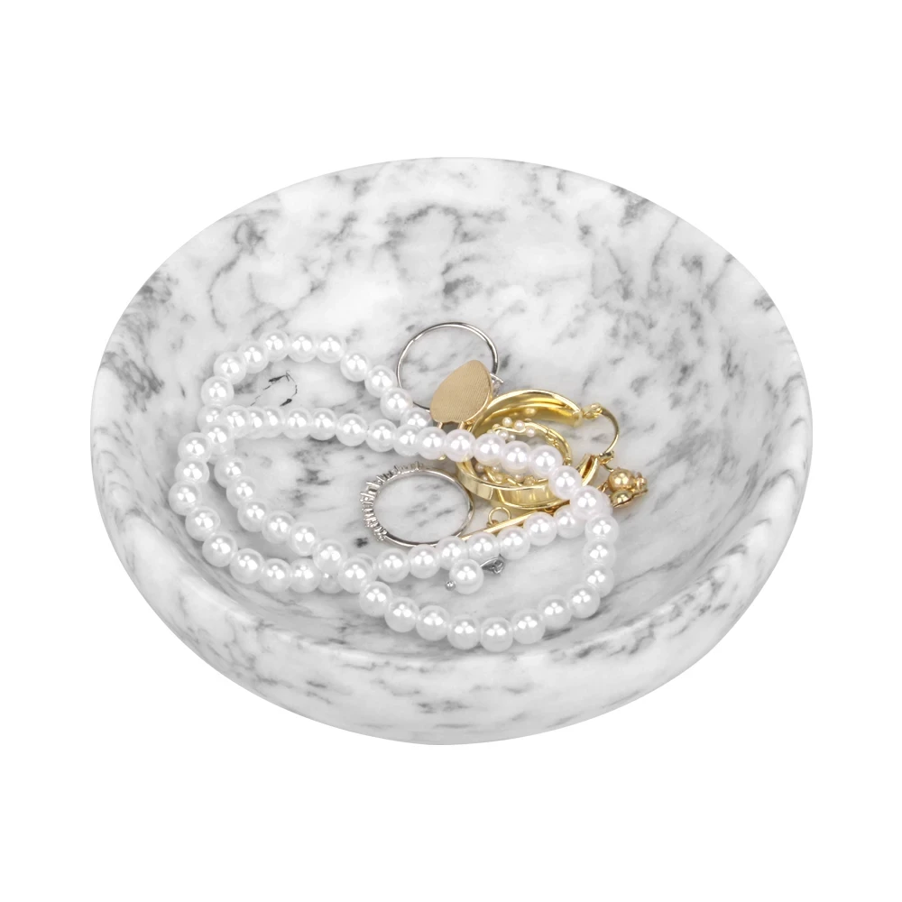 Bol &agrave; bijoux en marbre gris blanc