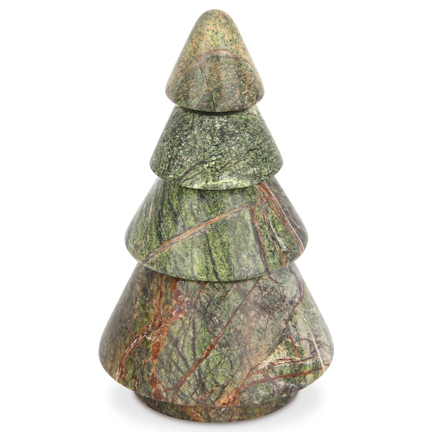 Bougeoir en forme d'arbre de No&euml;l en marbre vert for&ecirc;t tropicale