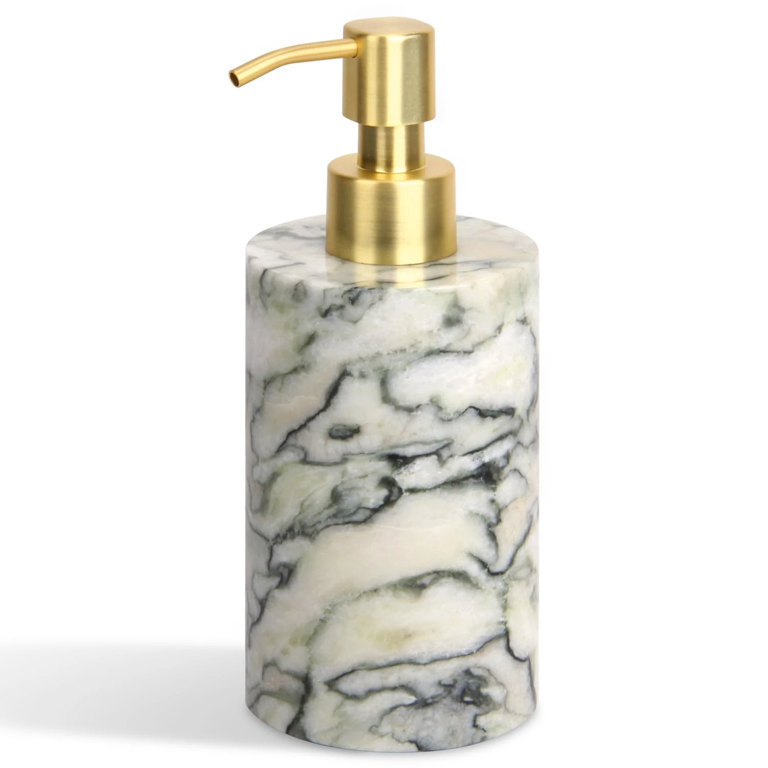 Distributeur de savon rond en marbre vert &eacute;meraude