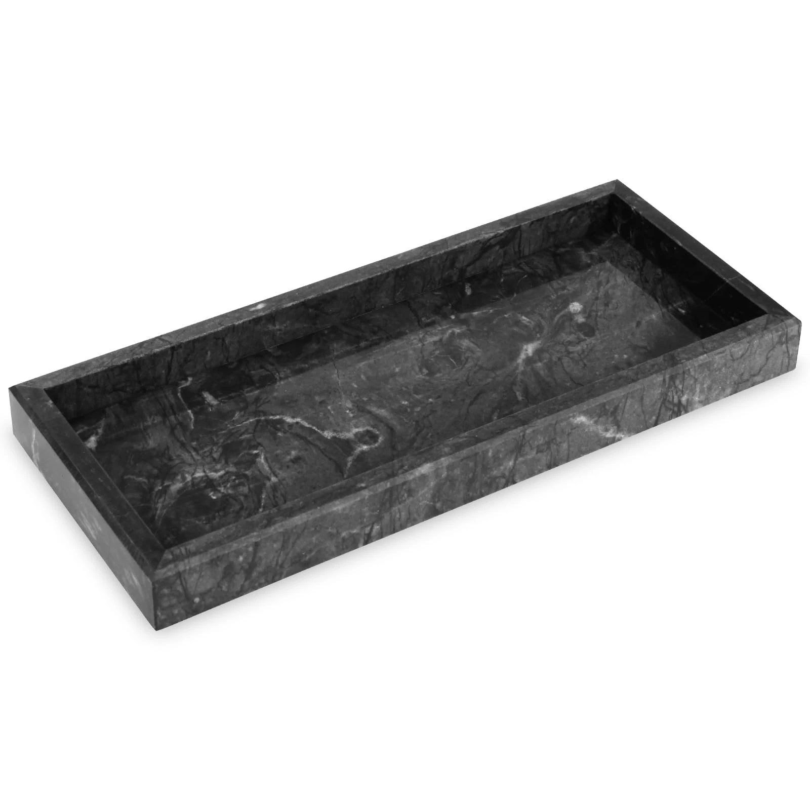 Plateau rectangulaire en marbre gris fonc&eacute;