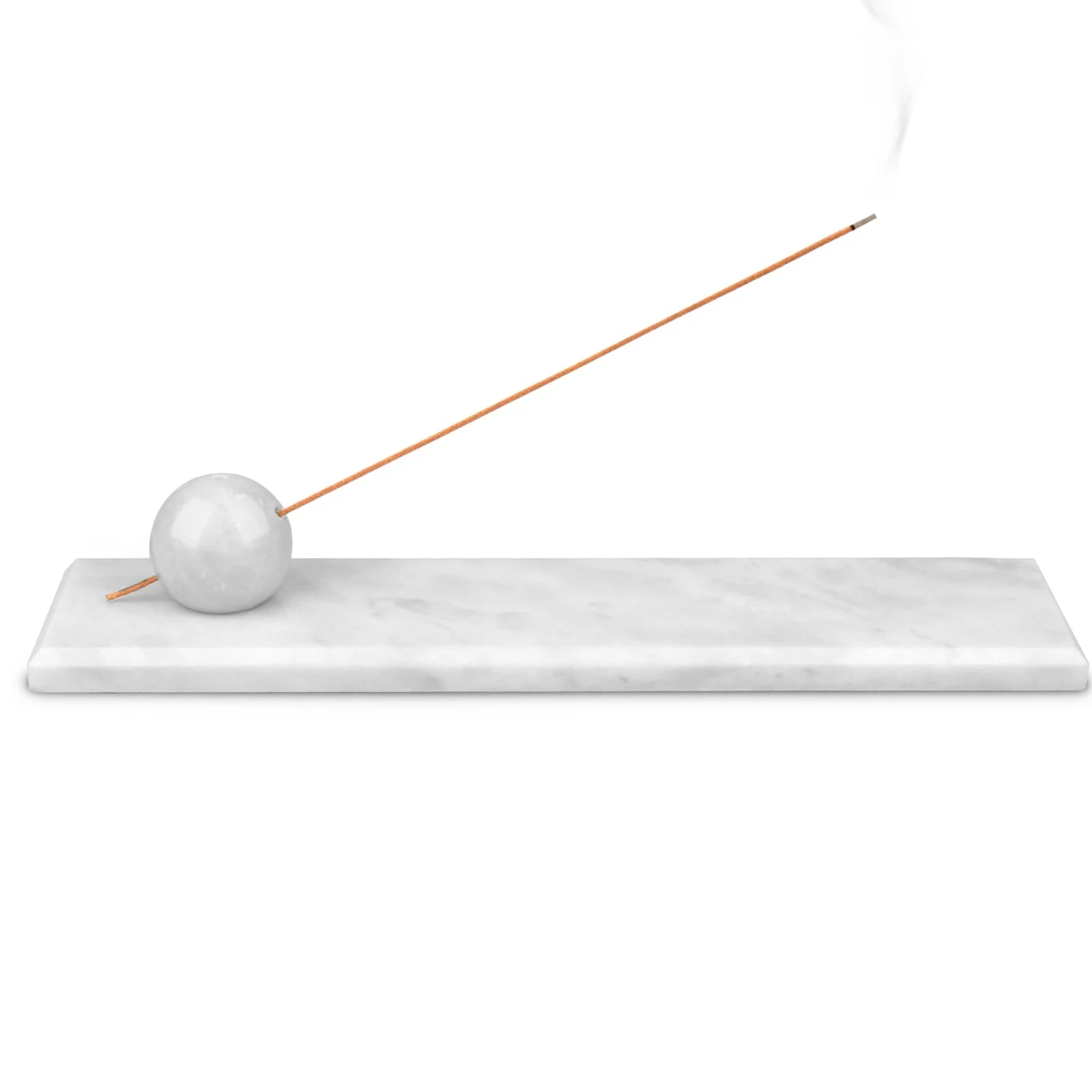 Plateau porte-encens rectangulaire en marbre blanc et gris, br&ucirc;leur d'encens