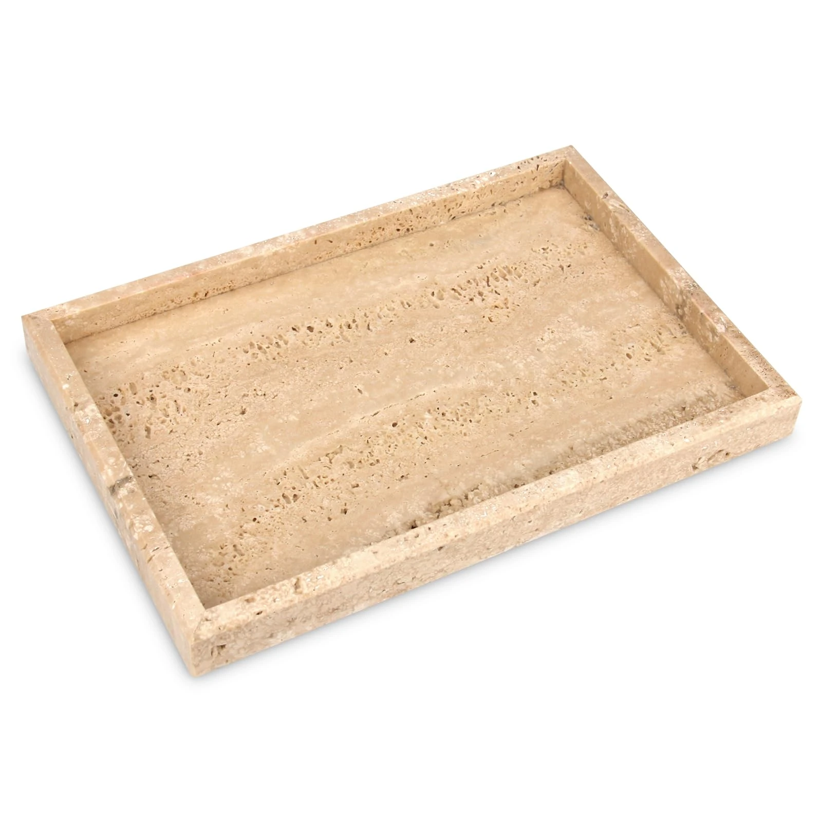 Plateau rectangulaire en travertin