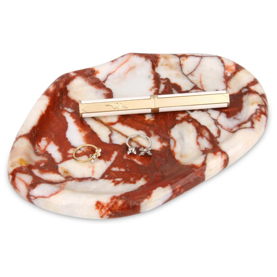 Plateau de luxe en marbre irr&eacute;gulier rouge Bulgari