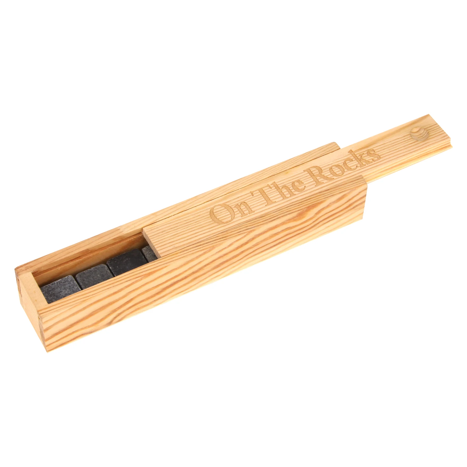 Ensemble de 9&nbsp;pierres &agrave; whisky carr&eacute;es en marbre avec bo&icirc;te en bois de pin