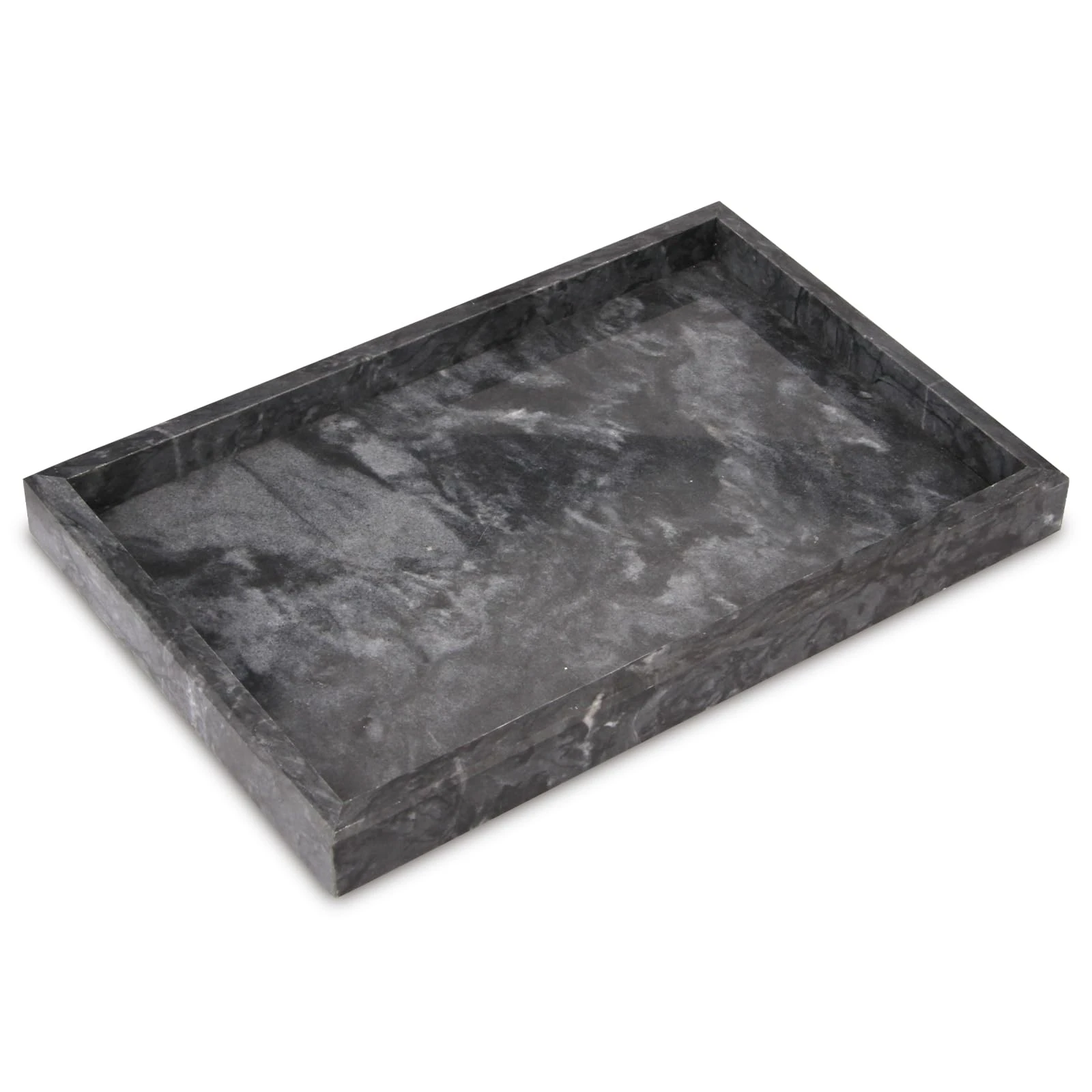 Plateau rectangulaire en marbre gris fonc&eacute;