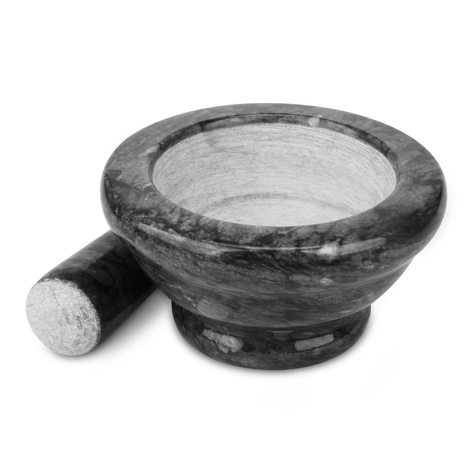 Morier et pilon en marbre gris noir D15x8cm H