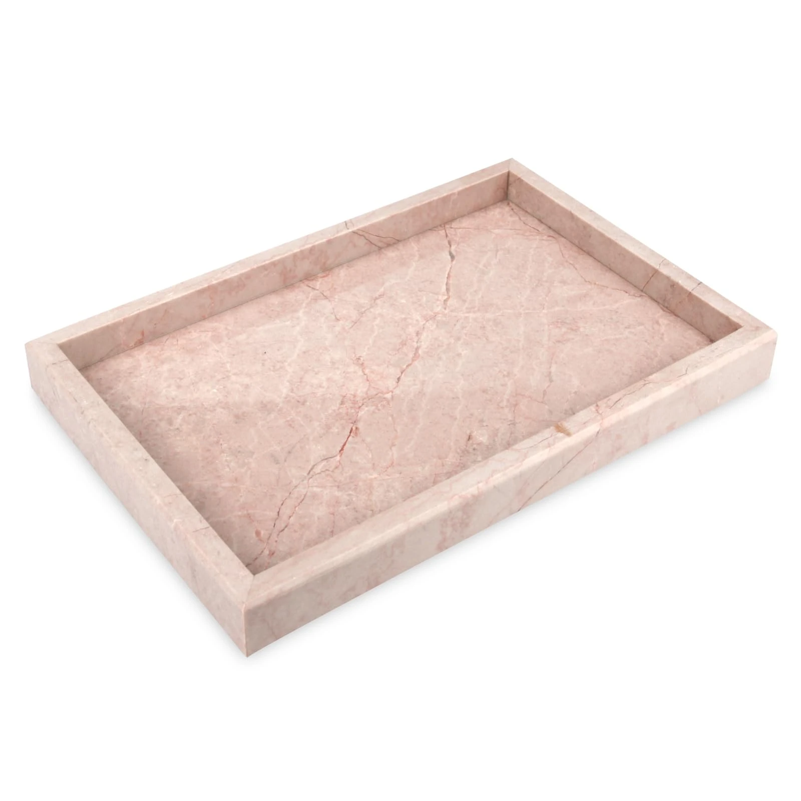Plateau de luxe en marbre rectangle rose Bulgari