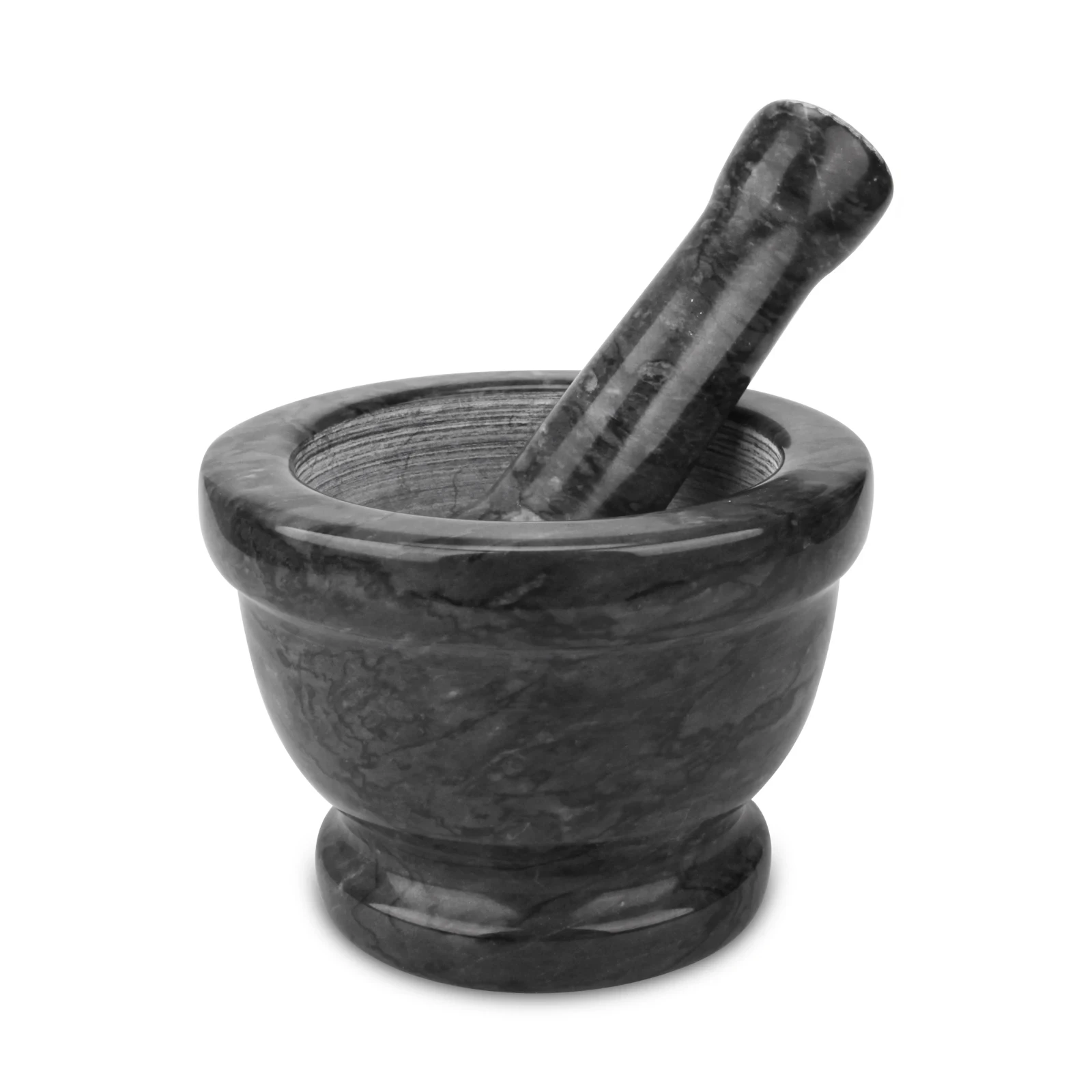 Mortier et pilon en marbre gris noir D14x10cm H