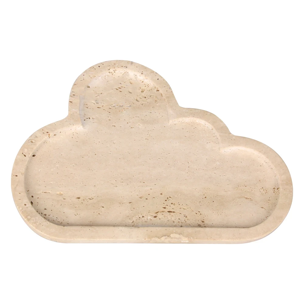 Plateau en travertin nuage beige