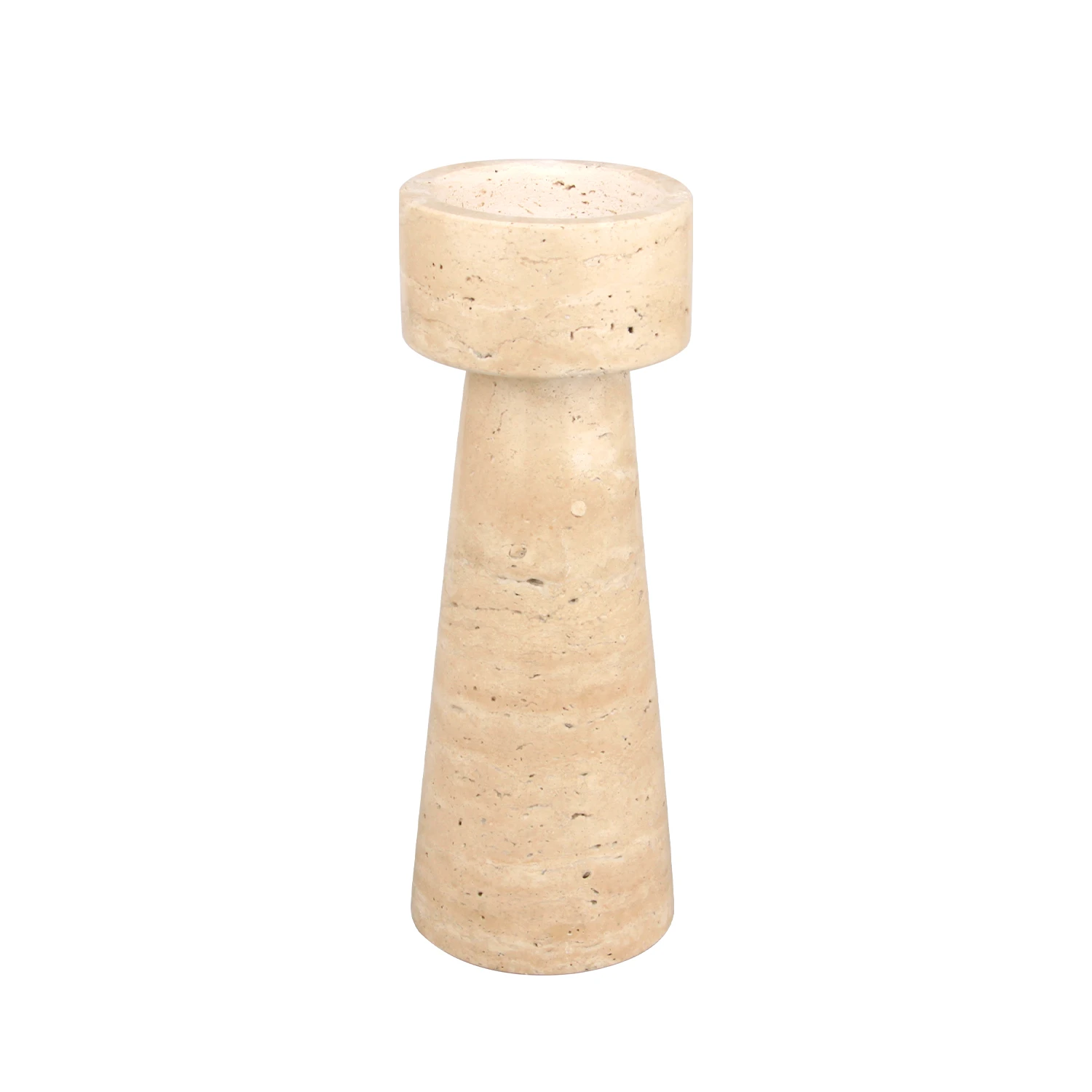 bougeoir en travertin beige