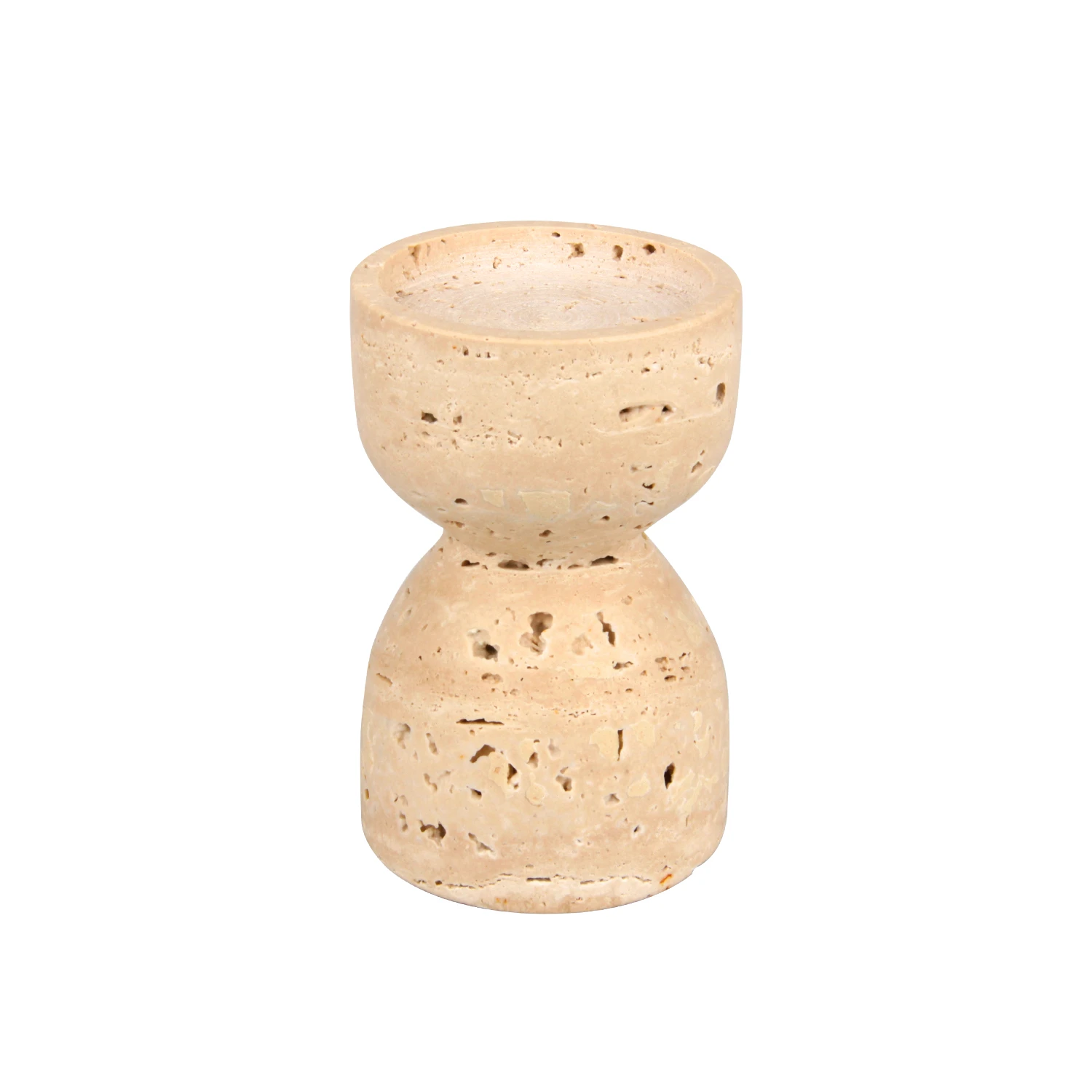 bougeoir en travertin beige