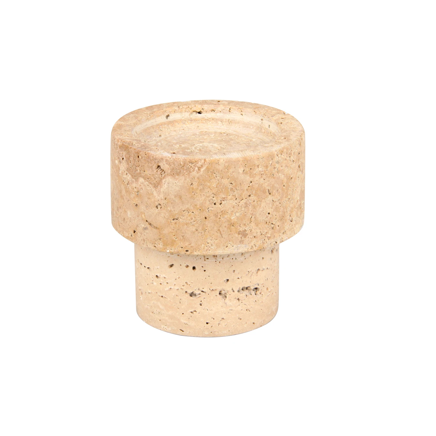 bougeoir en travertin beige